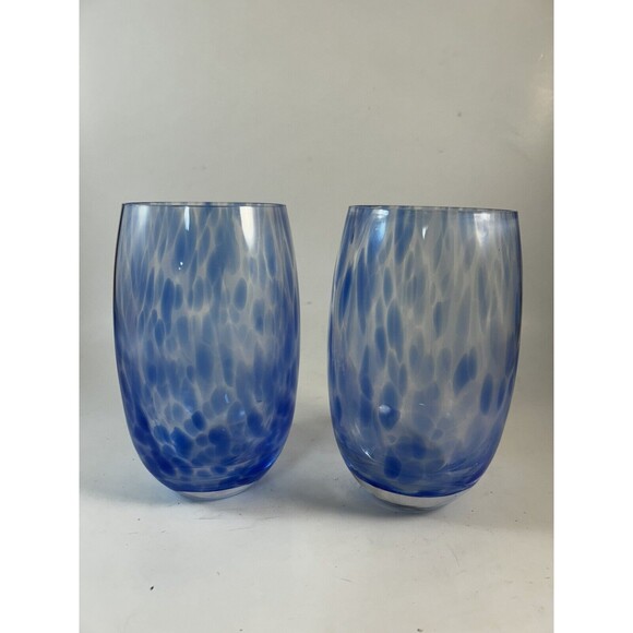 Set Of 11 Confetti Speckled Cobalt Blue Highball Tumblers 18oz - Picture 3 of 5